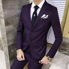 Ternos masculinos Blazers Men's Purple Mody Fashion Style British Slim Color Solid Busine