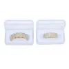 Gold Shiny ICED OUT Teeth Grillz Rhinestone Top&Bottom Grills Set Hip Hop Jewelry