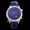 TZF Komplikationen 5106 Sky Moon Celestial A240 Automatik Herrenuhr Stahlgehäuse Blaues Zifferblatt Lederarmband Super Edition Uhren Puretime F025h8