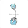 Body Arts Tattoos Art Health Beauty Claw Belly Button Rings 14G Surgical Steel Navel Piercing Jewelry Skl Hand Holding Dhdtk