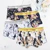 Underpants Men's Underwear Summer Ice Silk Boxer Shorts Men Casual Fashion Flowers Printed Seamless Male PantiesUnderpants