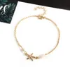 Punk Ankle Bracelets Gold Silver Tone Starfish Pearl Anklet Chain Foot Chains Yoga Dancing Anklets for Girls Women Gift