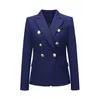 M1015 Damenanzüge Blazer TOP QUALITÄT Neue Mode 2022 Designerjacke Damen Klassischer zweireihiger Blazer mit Metalllöwenknöpfen Außengröße S-2XL