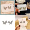 Stud Earrings sieraden Fashion Butterfly For Women Rhinestone Cute Girl Zirkon Earring Groothandel Drop Delivery 2021 SC7FY