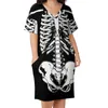 Plus size jurken Spooky skelet casual jurk dames pompoen spooks kruipt retro zomer v nek straatmodepatroon 4xlplus