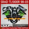 OEM karosseri för SUZUKI SRAD TL1000R TL-1000 TL 1000 R 98-03 Kropp 118NO.8 TL-1000R TL1000 R 98 99 00 01 02 03 TL 1000R 1998 1999 2000 2001 2002 2003 Fairing Kit Silvery Black