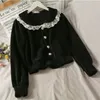 Korobov Korean Vintage Lace Patchwork żeńskie koszule biuro elegancka peter Pan kołnierz blusas mujer pojedynczy piersi 220817
