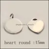 Link Chain Bracelets Jewelry Heart Women Round Women Pareja de acero inoxidable a mano Regalos de 15 mm para Girlfrie Dhzd8