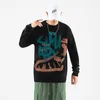 Erkek Sweaters Sonbahar ve Kış Japon Gölgesiz Duvar Plus Boyutlu Kazak Kazak Baskı Gündelik Trendmenler