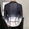 男性スーツジャケット春秋の格子縞のスリムビジネス正式なカジュアルチェックブレザーオフィスワークパーティープロムウェディンググルーミングコート220409
