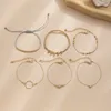 6pcs/set Boheemse goudkleur hart bedelarmbanden voor vrouwen luxe sieraden geometrische armband kralen handketen armband sets