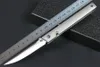 R8126 Flipper couteau pliant D2 Satin Drop Point lame CNC TC4 poignée en alliage de titane roulement à billes EDC couteaux de poche