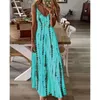 High Street Tie Dye Dress Sexig Spaghetti Strap V Neck Long Dresses Women Summer Beach Dresses Party Tunic Plus Size 5XL 220505