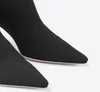 Fashion Women High-Top Stretch Ankle Boots Luxurys Black Martin Boots Ladies Hoge Heel Sock Boots Borduurde stukken Textiel designer schoenen met doos