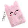 Cute Cat Plush Notebook For Girls Party Favor Kawaii Pendant Keychain Furry Cats Notebook Daily Planner Journal Book Note Pad Stationery