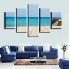 5Panel HD Print zee Seabeach Beach Umbrella Modulaire muur schilderij zeegezelswand canvas kunst voor woonkamer cuadros decora poster