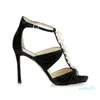 Sommar lyx märke satin sandaler skor för kvinnor pärlor pärla utsmyckade höga klackar peep toe damen pumpar vit svart EU35-43
