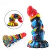 Nxy DILDOS DONGS BDSM ENORME EXPANDER BIGO GRAFFITI Color de silicona Bulto Beads curvado Anus con taza de succión para lesbiana hembra 220511