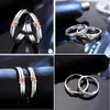 1 Paire Bundle Forme Cuivre Plaqué Platine Redimensionnable Couple Anneau Réglable Fiançailles De Mariage Accessoire Hommes Femmes Traversant La Rivière De L'amour Doigt Bijoux