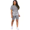Tvådelade byxor kläder för kvinnor Summer Bodycon Biker Short Set Casual Short Sleeve T-Shirt Tracksuit Plus Size