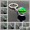 Nyckelringar mode accessoarer norrsken Time Gem Keychain Keyring Double-Sided Glass Ball Charm Pendant Creative Women Män smycken Bes