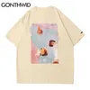 gonthwid tees 셔츠 힙합 여름 남자 스트리트웨어 페인팅 인쇄 짧은 소매 tshirts 패션 면화 하라주 쿠 캐주얼 느슨한 탑 220527