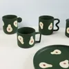 Чашки блюдцы оригинальный дизайн ручной роспись авокадо зеленая керамическая кружка ниша кофейня домашняя чашка для водяной чашки дома творческие украшения
