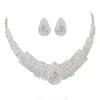 Stok Silve İki Set Bling Düğün Aksesuarları Gelin Saç Headdress Hediye Elmas Kolye Takı Küpe Rinestonlar Partisi Chri2449