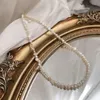 Chokers francês de três colares de pérolas de água doce em camadas de três camadas colar de corrente de ouro para mulheres minimalistas jóias sidn22