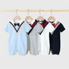 2020 New Fashion Summer Infant Baby Boys Gentleman Knitted Romper Casual Loose Short Sleeve Overall Clothes Set 0-24Monthes G220521