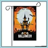 Banner Bandiere Forniture per feste festive Giardino domestico Bandiera di Halloween Zucca 47X32 cm Decorazione da giardino in lino Dhjxn