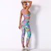 Leggings colorati stampati da donna Geometry Print Running Yoga Tute Abbigliamento sportivo Vita alta Fitness Sports Set Tuta da palestra 220330