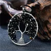 Natural Gemstone DIY Crystal Gemstone Tree of Life Pendant Healing Crystals Tumbled Stone Craft Art Chakra Women Necklace Gift Collection