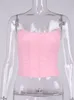 Hohe Qualität Sommer Crop Top Frauen Fishbone Doppel Schicht Rosa PU Leder Sexy Crop Top Mode Dame Clubwear Party 220514