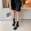 ドレスシューズウーマンポンプスプリットレザーメタルバックル女性春秋ファッションシンプルなメッドヒールプラットフォームフットウェアサイズ35-40