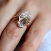 Handgefertigte Mineralquarz-Ringe, natürlicher Kristallquarz, rauer Stein-Ring, Fingerband, Damen-Modeschmuck