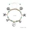 Starfish Woven Sea Wave Pendant Beach Anklet Turquoise Handgjorda justerbara repskal Ankles Armband