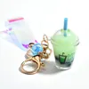 Portachiavi Creativo Mini Soft Drink Portachiavi Latte Tè Bevanda Bubble Portachiavi Moving Liquid Oil Drop Decompression Keyfob Jewelry Gift Enek22