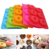 6 holes siliconen donut bakvormen pan pan anti-stick bakgebak chocolade cake dessert diy decoratie gereedschap bagels muffins donuts maker