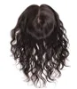 13x15cm Clip in Slik Base Top ondulati Topper per capelli umani per donna Parrucchino nero naturale 150% densità