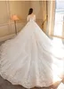 2022 Nowe suknie ślubne z rękawami płaskie, aby pokazać cienkie koronkowe puszyste suknie ślubne z zasłoną w środę sukienki vestido de novia