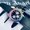 Titta på män lyxdesigner automatiska klockor för män klockor av hög kvalitet sport mekanisk klock hand inlagd regnbåge diamant hantverk 41 mm vattenbeständig lysande