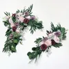 Décoratif Fleurs Couronnes 2pcs Ensemble Rétro Coin Artificiel Triangle Guirlande Arche De Mariage Toile De Fond Décor Coureur Mur Arranger Fleur Rangée Cu