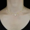 Zincirler Güzel 925 STERLING Gümüş Yüksek Kaliteli Moda Kadın Mücevher Yuvarlak Çerçeve CZ Dot Charm Güzel Kelebek Kolye