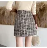 Hepburn stijl retro elegante rok vrouwen herfst winter hoge taille wollen zak hip a-line rok temperament vrouw 220317