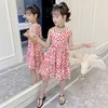 Novedad de verano, vestido de falda con chaleco de flores para niñas coreanas, falda pequeña y fresca para niñas