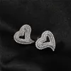 Charming Men Women Stud Earrings Yellow White Gold Plated Bling CZ Heart Earrings Studs Jewelry Nice Gift