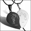 H￤nge halsband h￤ngsmycken smycken grossist mode valentin g￥vor pussel halsband rostfritt st￥l katt hj￤rtform par droppleverans