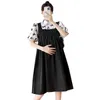 Summer French Style HubbleBubble Sleeve Pregnant Women Dress Short Sleeves Maternity Dress Floral Patchwork Stretched Dress J220628