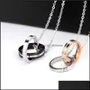 Anhänger Halsketten Anhänger Schmuck Mode Doppel Kreis Halskette Für Paar Brief Ineinandergreifende Hoop Infinity Cha Dhoqd